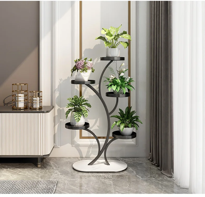 Light luxury flower shelf, living room floor-to-ceiling flower stand, balcony movable multi-layer shelf, wrought iron succulent