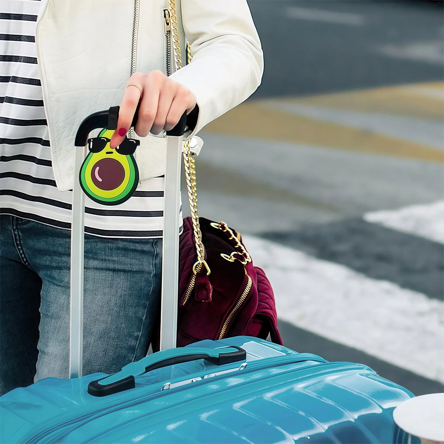 علامة الأمتعة المصنوعة من السيليكون الأفوكادو الرائعة - معرف الفاكهة الممتع لحقائب السفر (للجنسين) FU