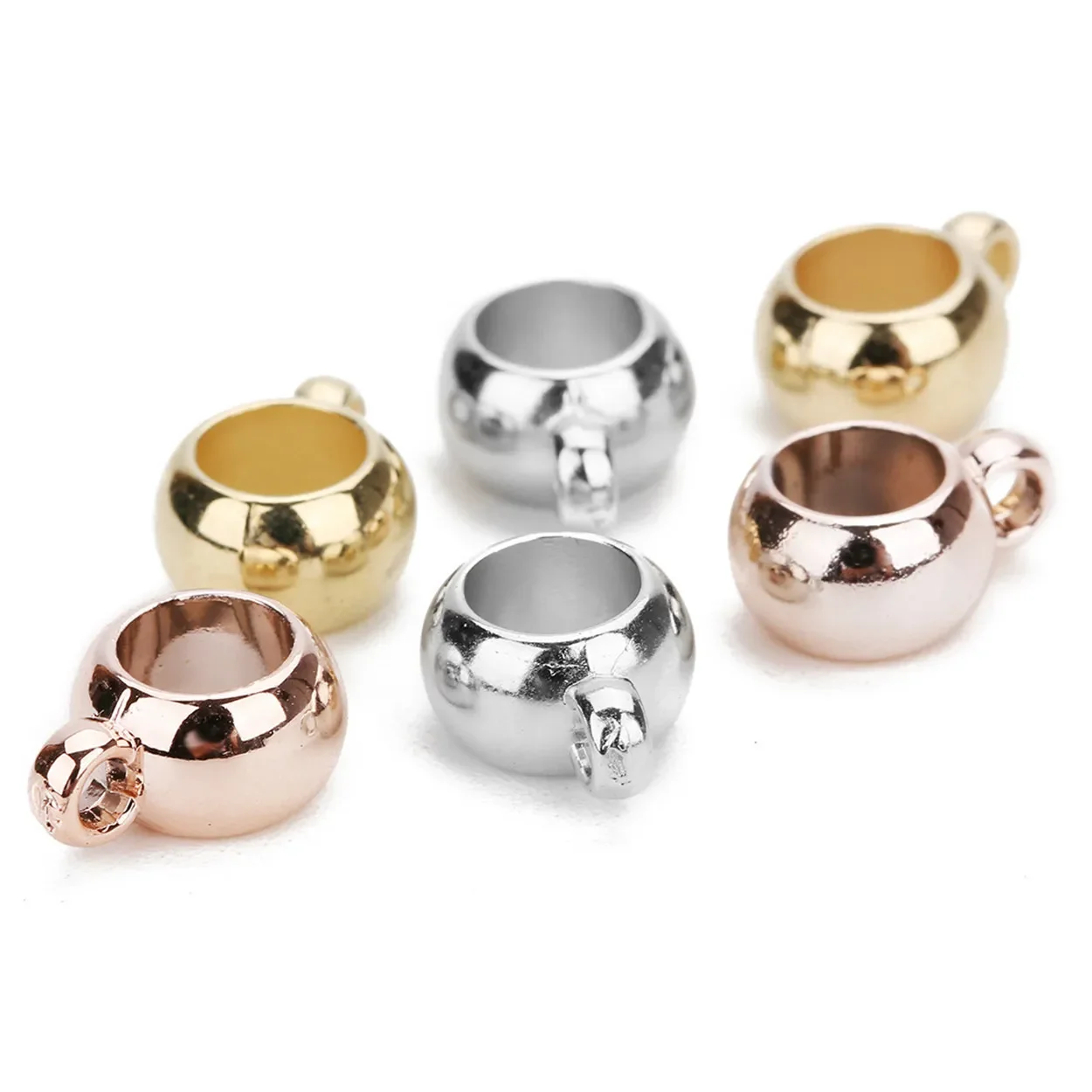 

50pcs 8mm / 10mm Plated Metal Colors Plastic Loose Spacer Bail Beads Connectors for Jewelry Making