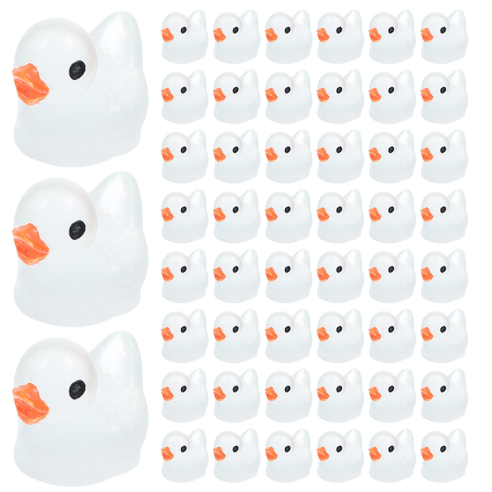 

100 Pcs Duck Decorations Mini Resin Figurines Cartoon Statuettes Garden Car Desktop Ornaments Glow In Dark