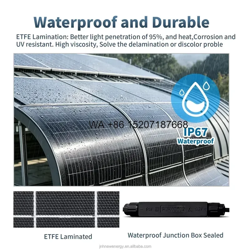 Wmwmnu 100W Flexible Solar Panel 21.88V 5.75A IP67 Waterproof for Farm Fence Ranch Pasture Off Grid Power Supply