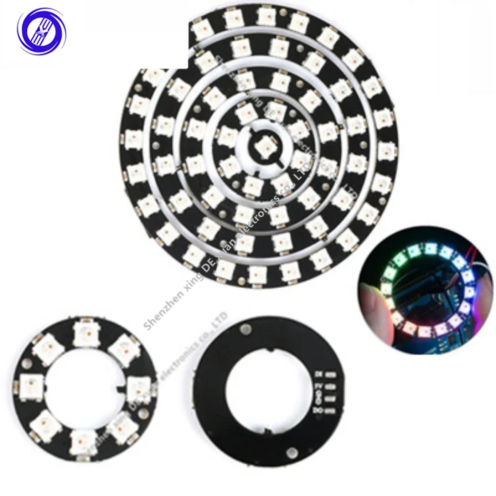 1/8/12/16/24 LEDS Bits WS2812 WS2812B 5050 Led Strip Board Module Round LED RGB Colorful Full Color Light Strip DC4V-7V