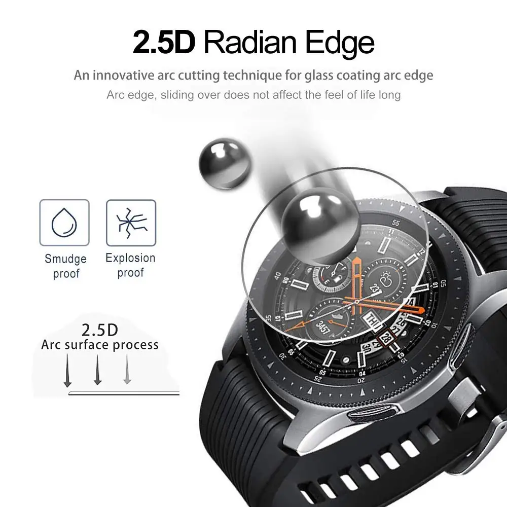 9H gehärtetes Glas Displayschutzfolie für Samsung Galaxy Watch 42 mm 46 mm HD Full Cover Displayschutzfolie für Galaxy Watch