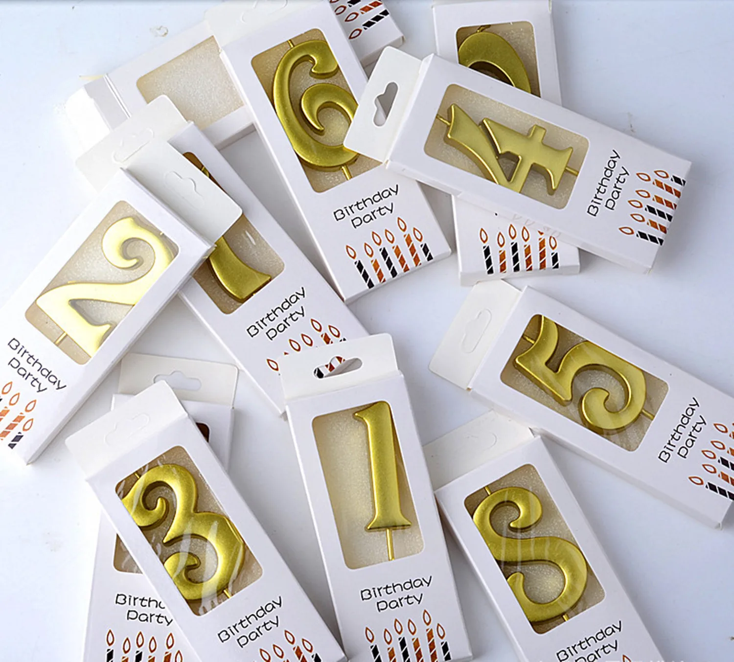 1Pcs Gold Happy Birthday Number Cake Candles 0 1 2 3 4 5 6 7 8 9 Cake Topper Kids Girls Boys Bar Baby Party Supplies Decorations