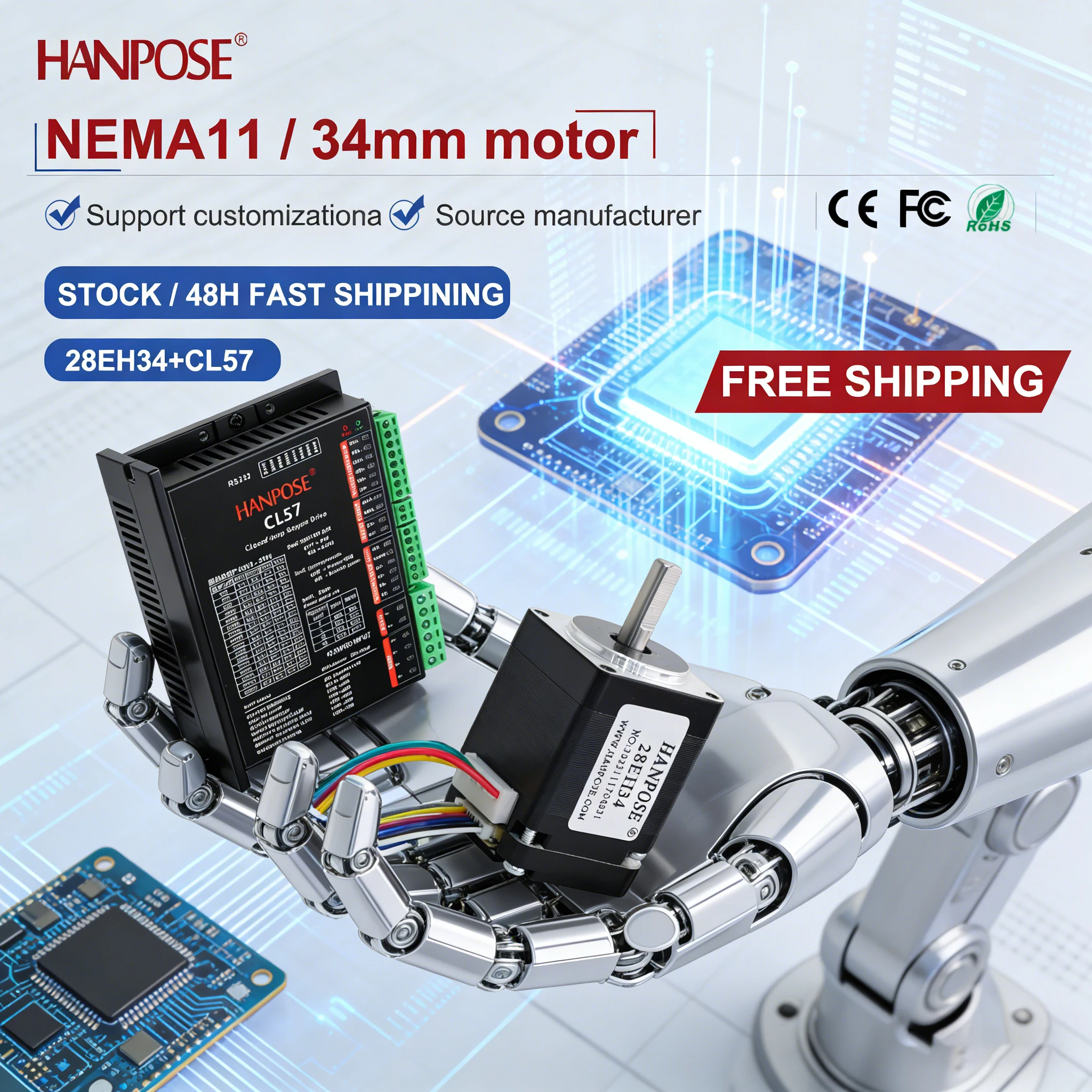 closed-loop stepper motor NEMA8 28EH34+TB6600 drive 0.8A 2.5V real-time coordinate reading, no step loss, stable operation