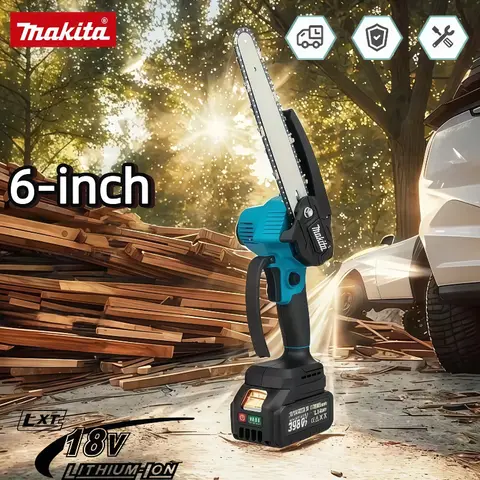Sega a catena Makita da 6 pollici Sega elettrica portatile portatile Motosega per legno Potatura da giardino Utensile elettrico per legno Batteria da 18 V
