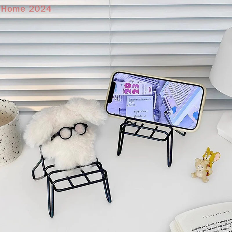 

Small Chair Design Iron Mobile Phone Holder Racks Stand Simple Student Creative Desktop Ornaments Home Accessories