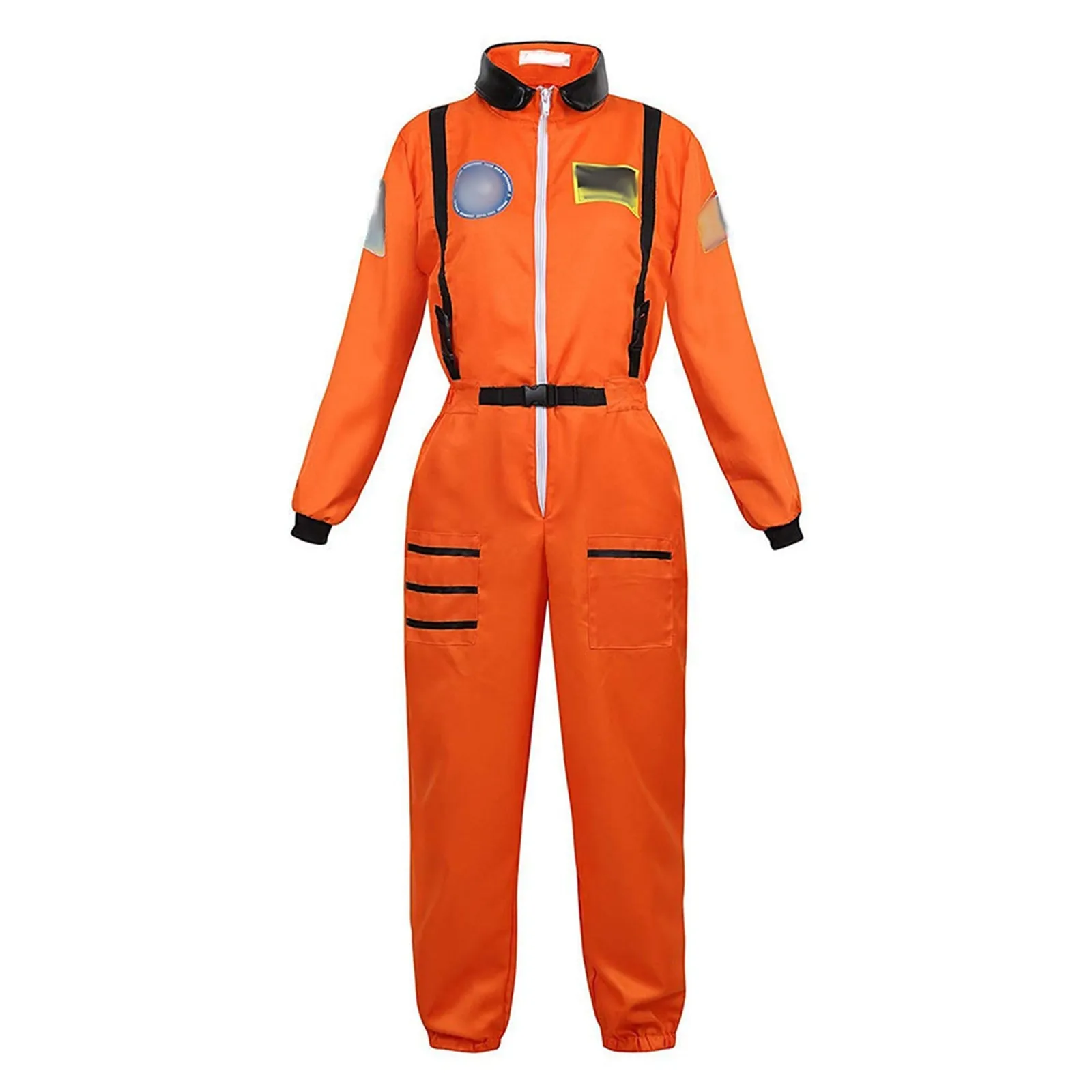 

Men Blue Full Body Jumpsuit with Zipper Astronaut Cosplay Costume Carnival for Adults Kids Space Astronaut Flight Suit Women