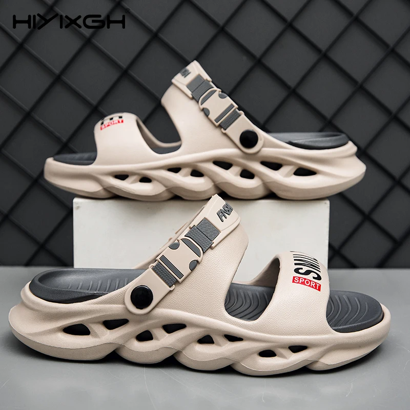 

2025 Summer Men's Outdoor Slippers Beach Sandals Comfortable Slides Soft Clogs Men Casual Shoes Garden Shoes Male Beach Slippers