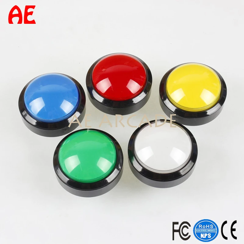 5Pcs/Lot 60mm Dome Shaped LED Illuminated Push Buttons For Arcade Coin Machine Operated Games Crane Children's Machine