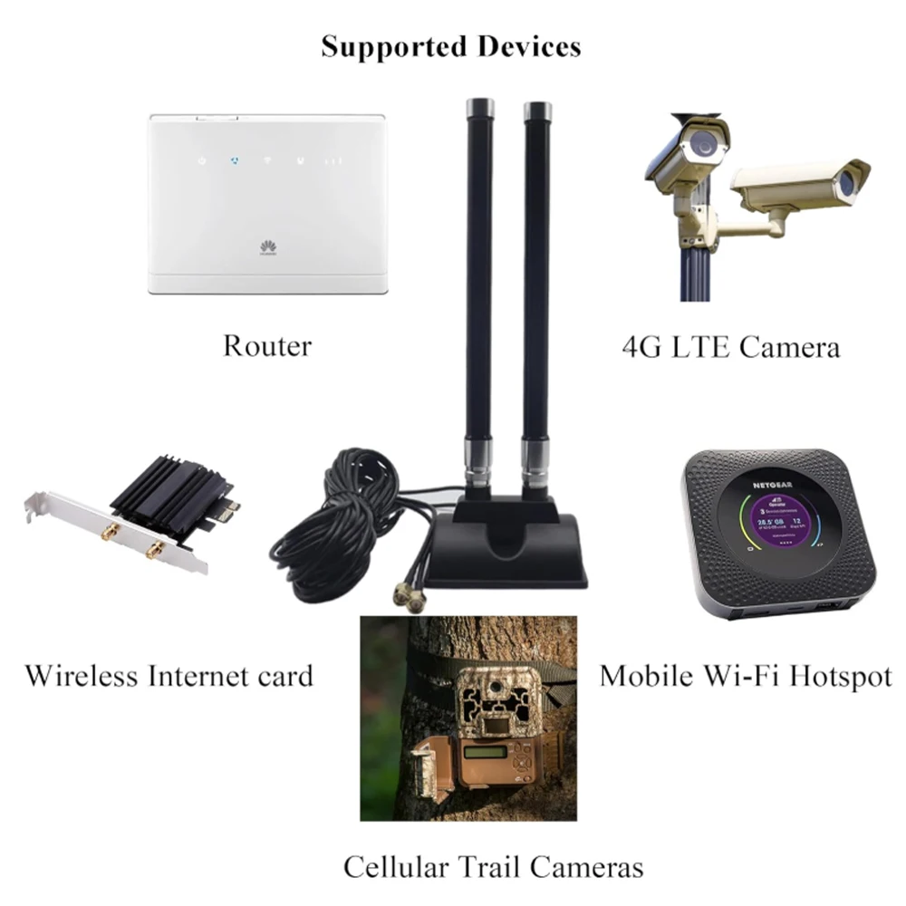 5G 4G LTE SMA ذكر هوائي مكاسب عالية 12dBi هوائي قاعدة مغناطيسية خارجي أومني هوائي من الألياف الزجاجية مع TS-9/كابلات لـ Verizon #3