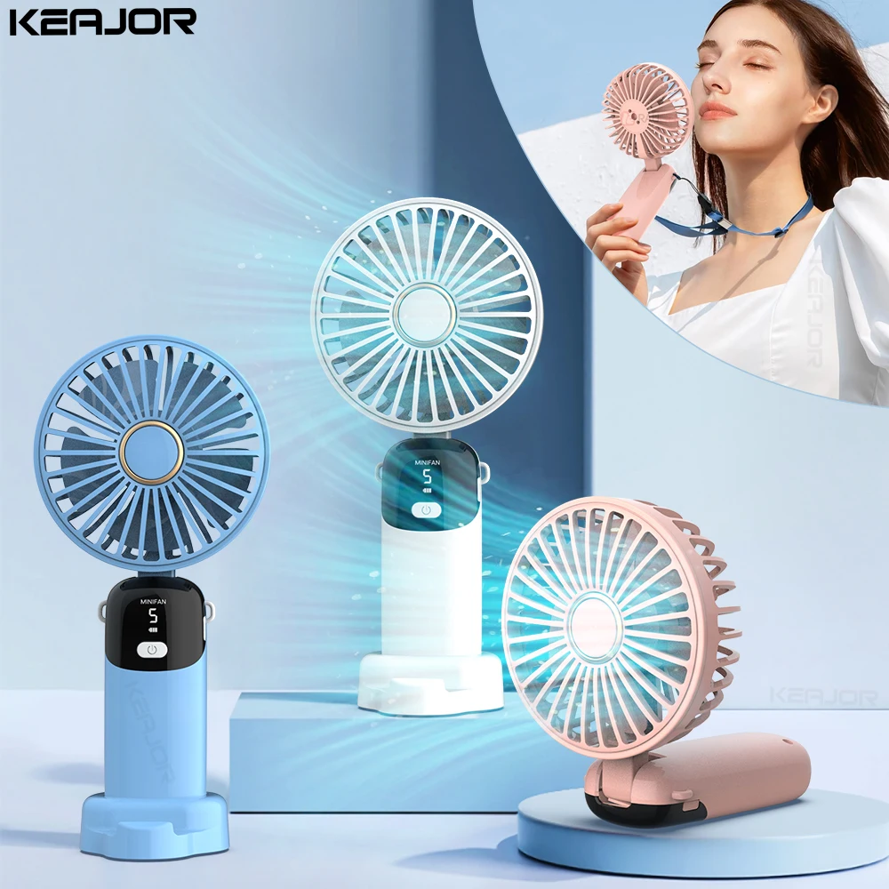 

Portable Handheld Fan Mini USB Rechargeable Personal Folding Small Fan 90°Foldable Portable Neck Hanging Fans for Travel Outdoor