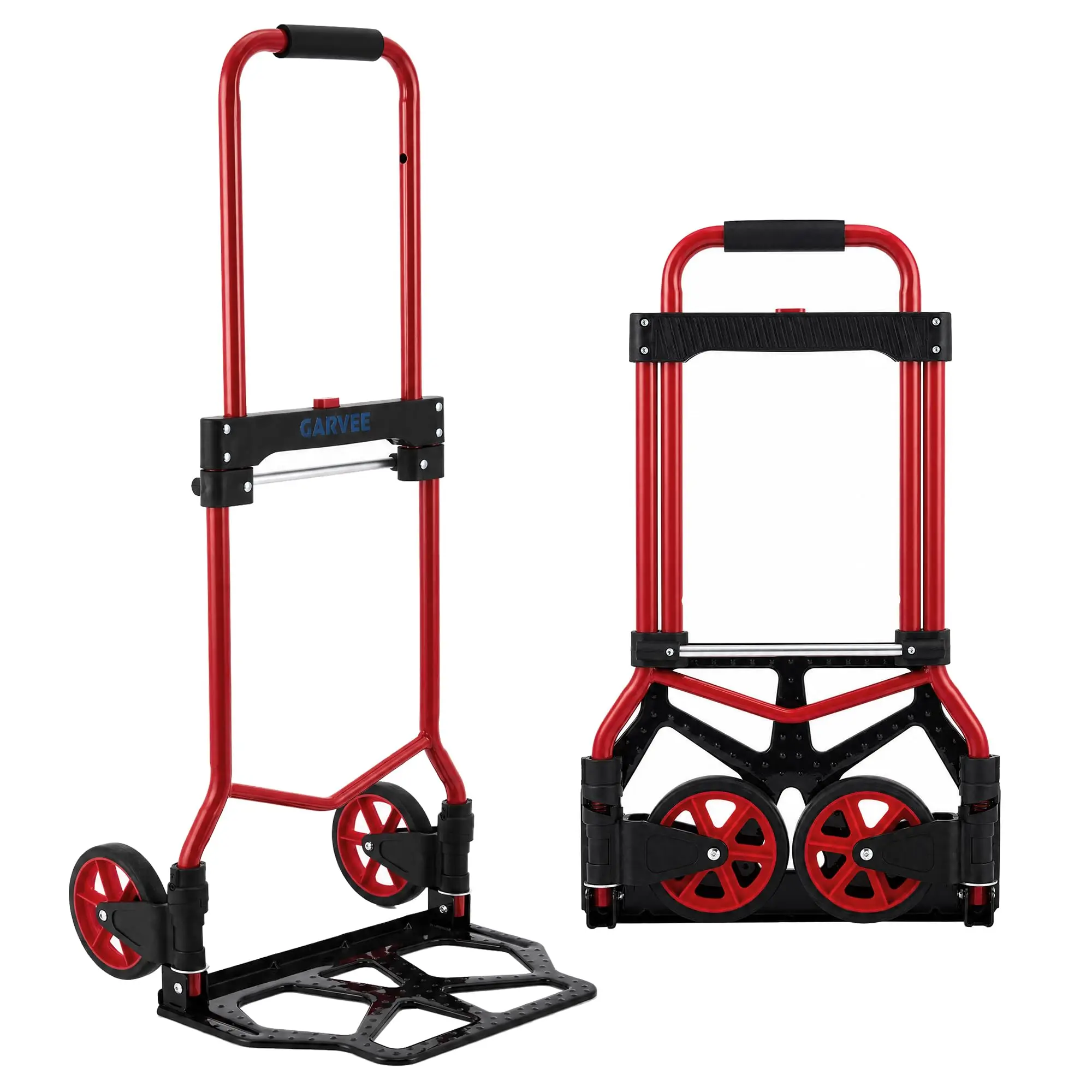 Heavy-Duty Platform Cart for Industrial Material Handling – 120kg Capacity, Collapsible Dolly in Yellow/Red for Delivery, Warehouse & Garage Use