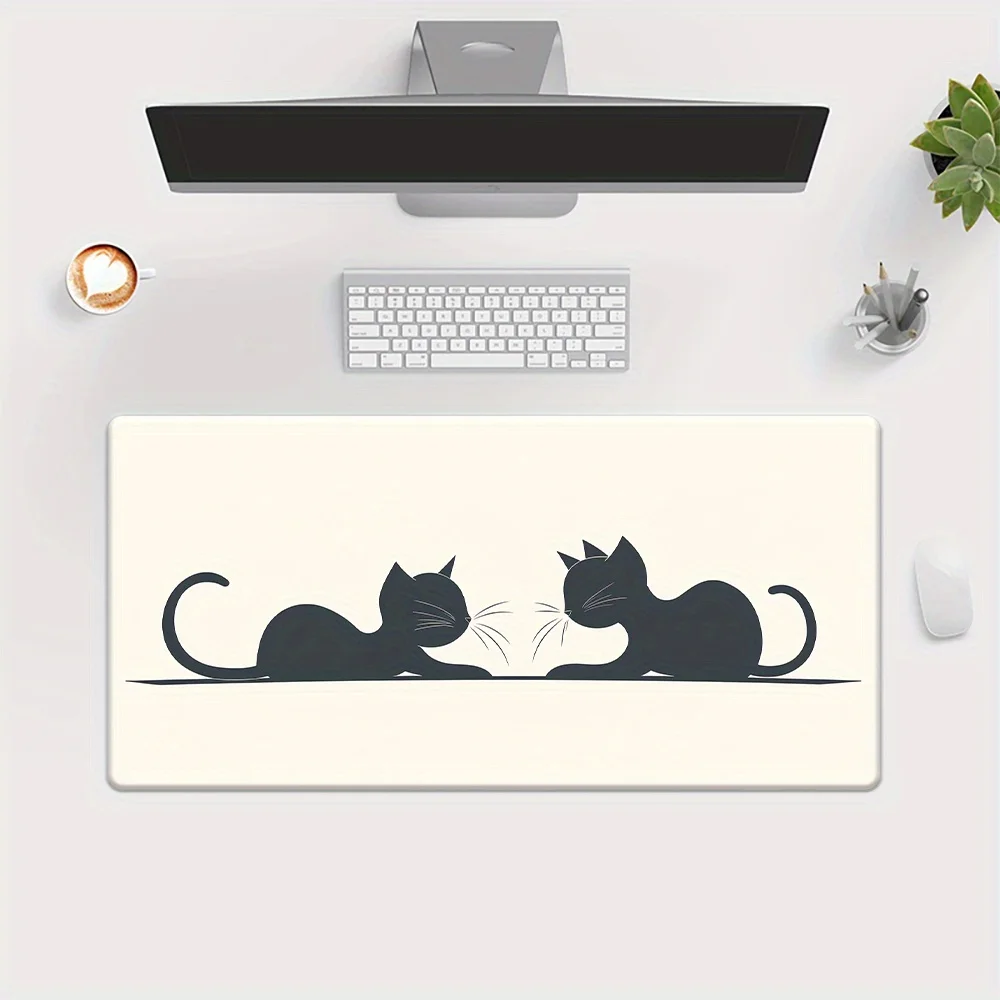 

Large cute black cat tablepad anti-slip game/office mousepad white computer pads cute sitting/lying position cat suitable for PC