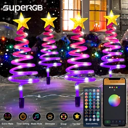 Spiraling Tree Lights RGB APP Remote Control Spiral Christmas Tree Landscape Stake Lights Garden Pathway Xmas Party Decoration