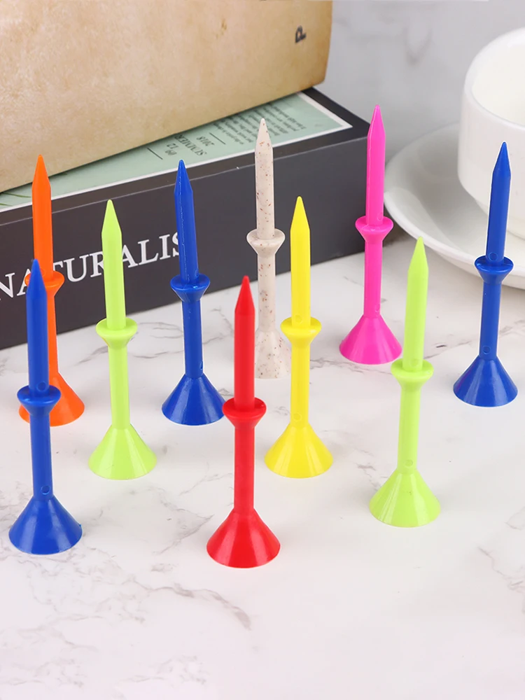 Té de balle de golf en plastique avec support, gobelet à vin, rotation latérale de friction, t-shirt pour la pratique du golf, 10 pièces, 83mm