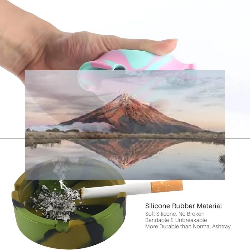 

/Environmentally Friendly Soft Round Silicone Ashtray Ashtray Holder Portable Camouflage Ashtray Anti-scalding Cigarette Holder