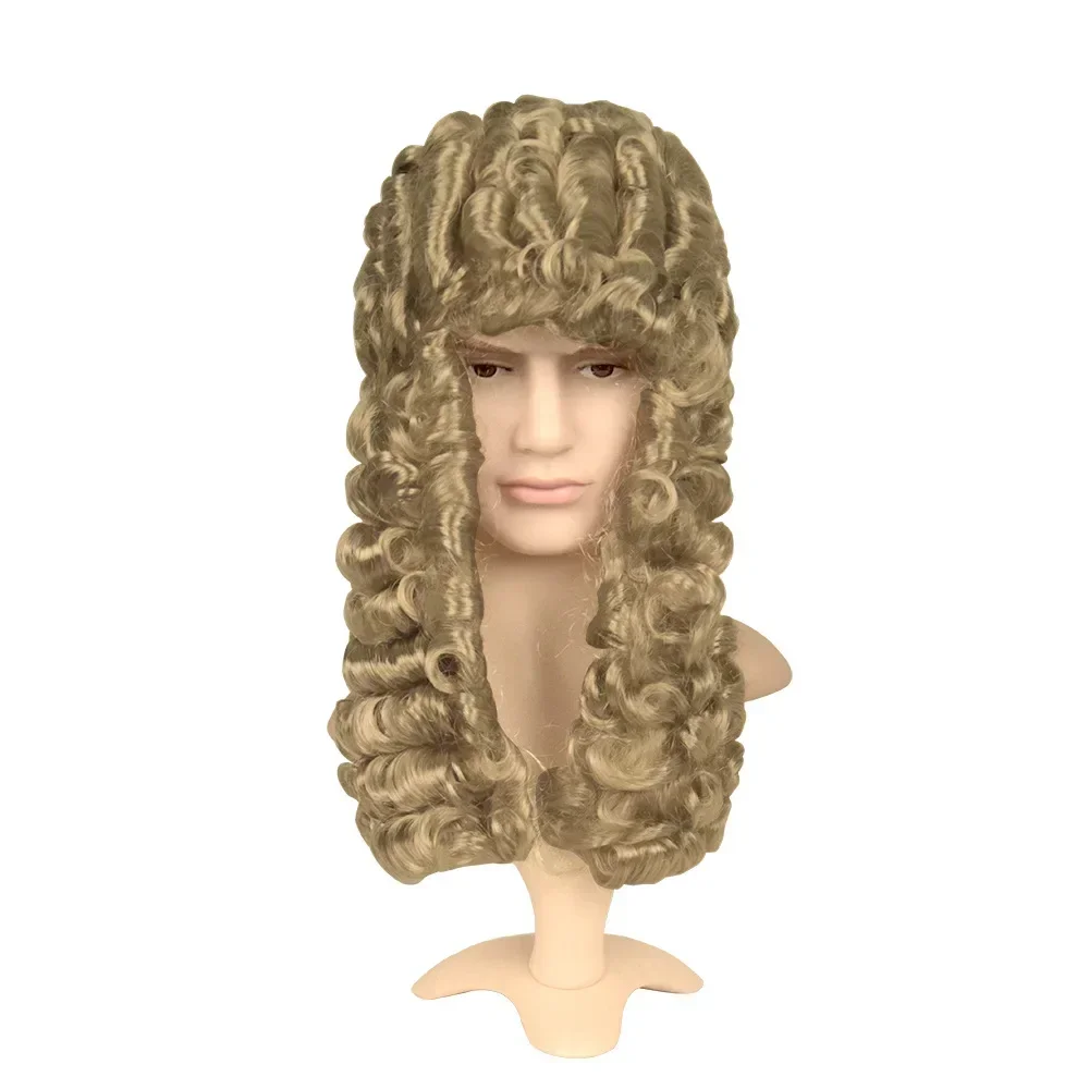 

Peruca de advogado europeu e americano cos cabelo curtoencaracolado masculino feminino tribunal de lei desempenho vestido peruca