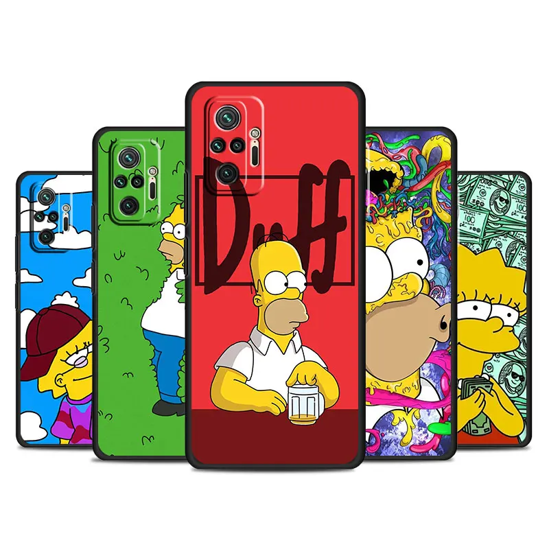 Case For Xiaomi Redmi Note 13 11 12 10 Pro 12C 9S 10C 8 9A 9C 12S 7 8T A1 Plus Silicone Black Phone Cover Funny Homer Simpson