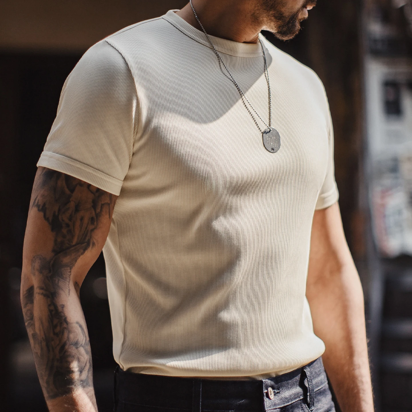 Maden Herren Slim Fit T-Shirt mit Rundhalsausschnitt, Kurzarm, Weich, Dehnbar, Kühlend, Lässiges Sommer-Basic-Oberteil in Unifarben