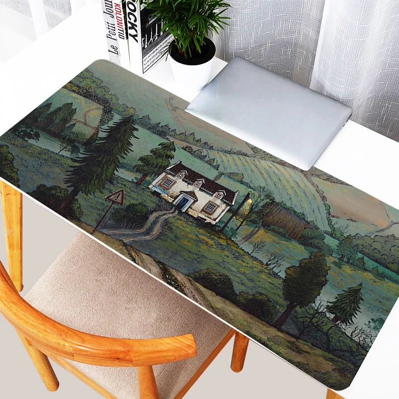 

Mouse Pad Computer Cartoon City Keyboard Pad Natural Rubber Anti-Slip Green Plants Desktop Mat Perfect Gift for Girlfriend Women