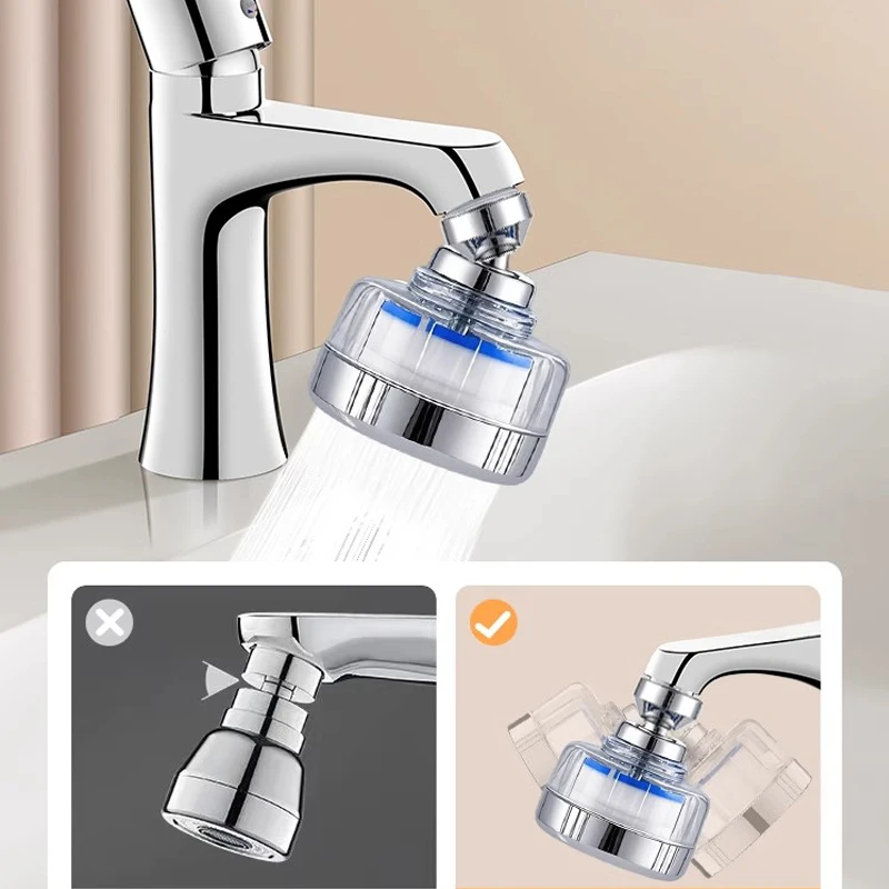 360° Kitchen Faucet Aerator, Water Saving Nozzle Sprayer with Swivel, Adjustable Tap Head Filter for Sink Extension Filter Eau image 2