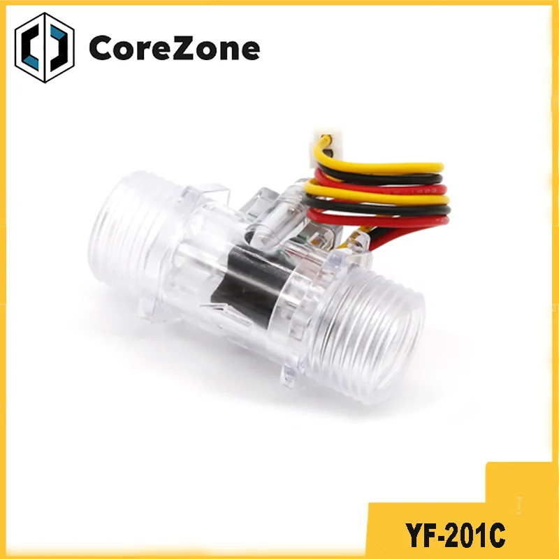 Transparent Black Flow Meter YF-201C Water Flow Sensor Turbine Flow Meter 4 Points Flow Sensor