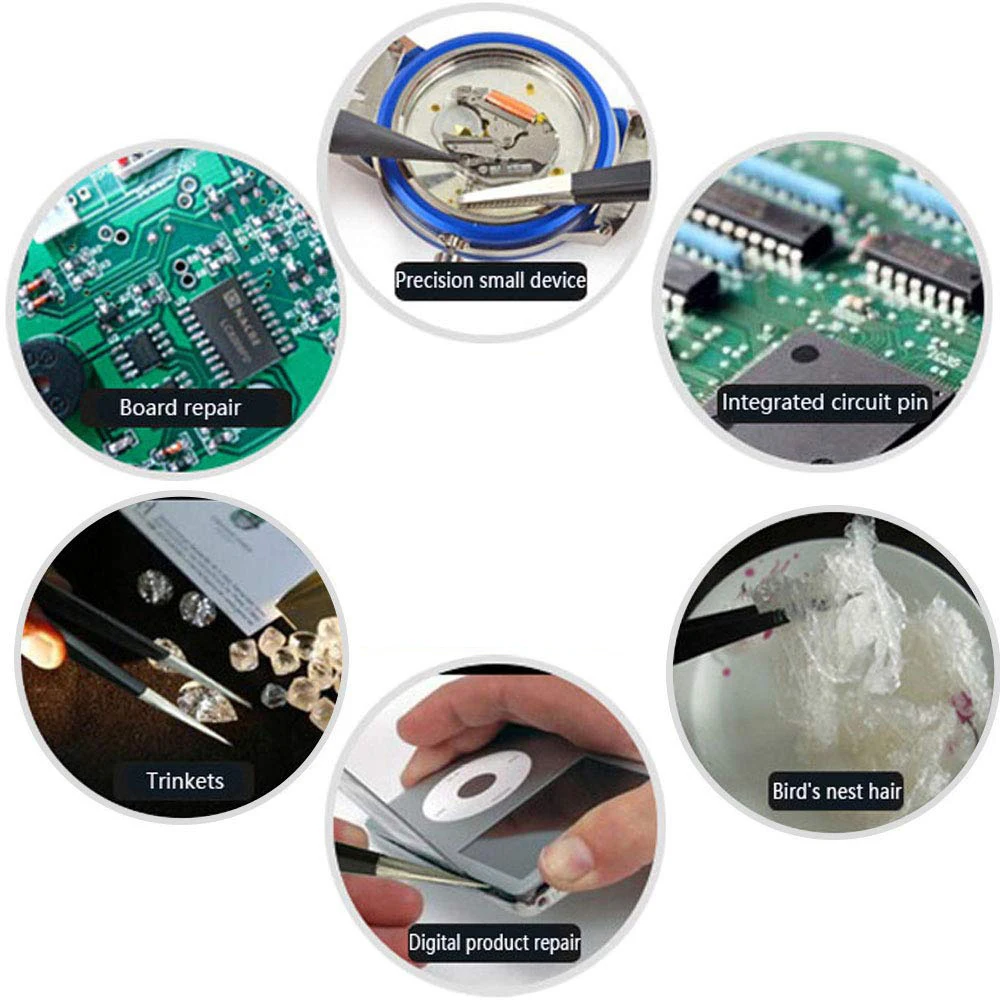 ESD แหนบสแตนเลสเครื่องมือบำรุงรักษาอุตสาหกรรม Precision โค้งตรงแหนบซ่อมเครื่องมือ