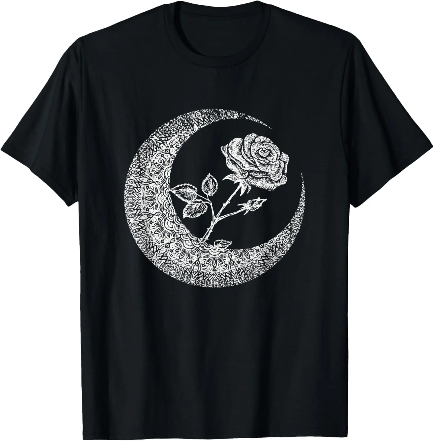 Crescent Moon Mystical Gothic Rose Sacred Pagan Occult T-Shirt