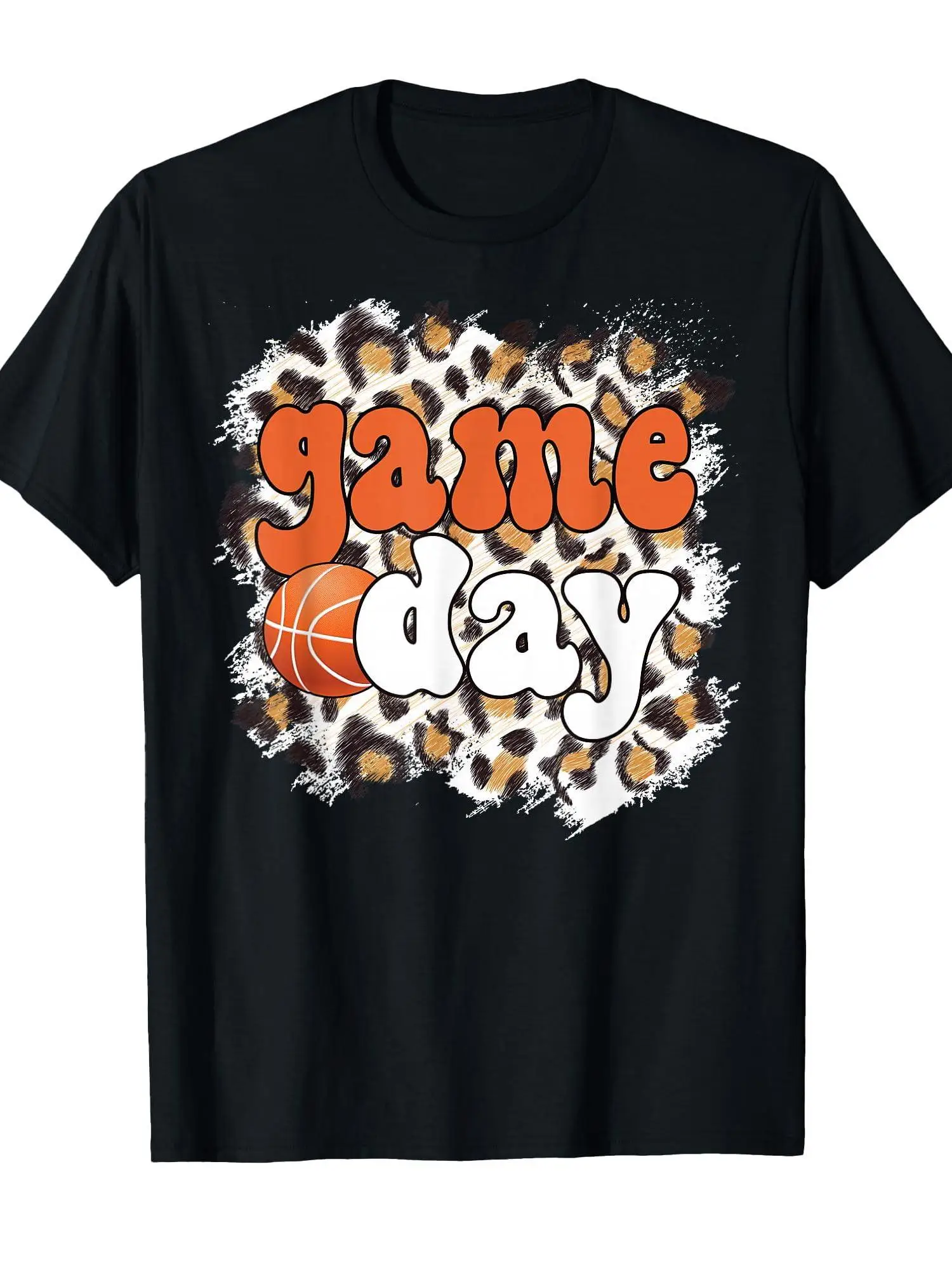 Game Day Leopard Basketball T-shirt | Black Standard Fit Crew Neck,Soft and Comfortable,Perfect for Fans,Suitable for Sporting