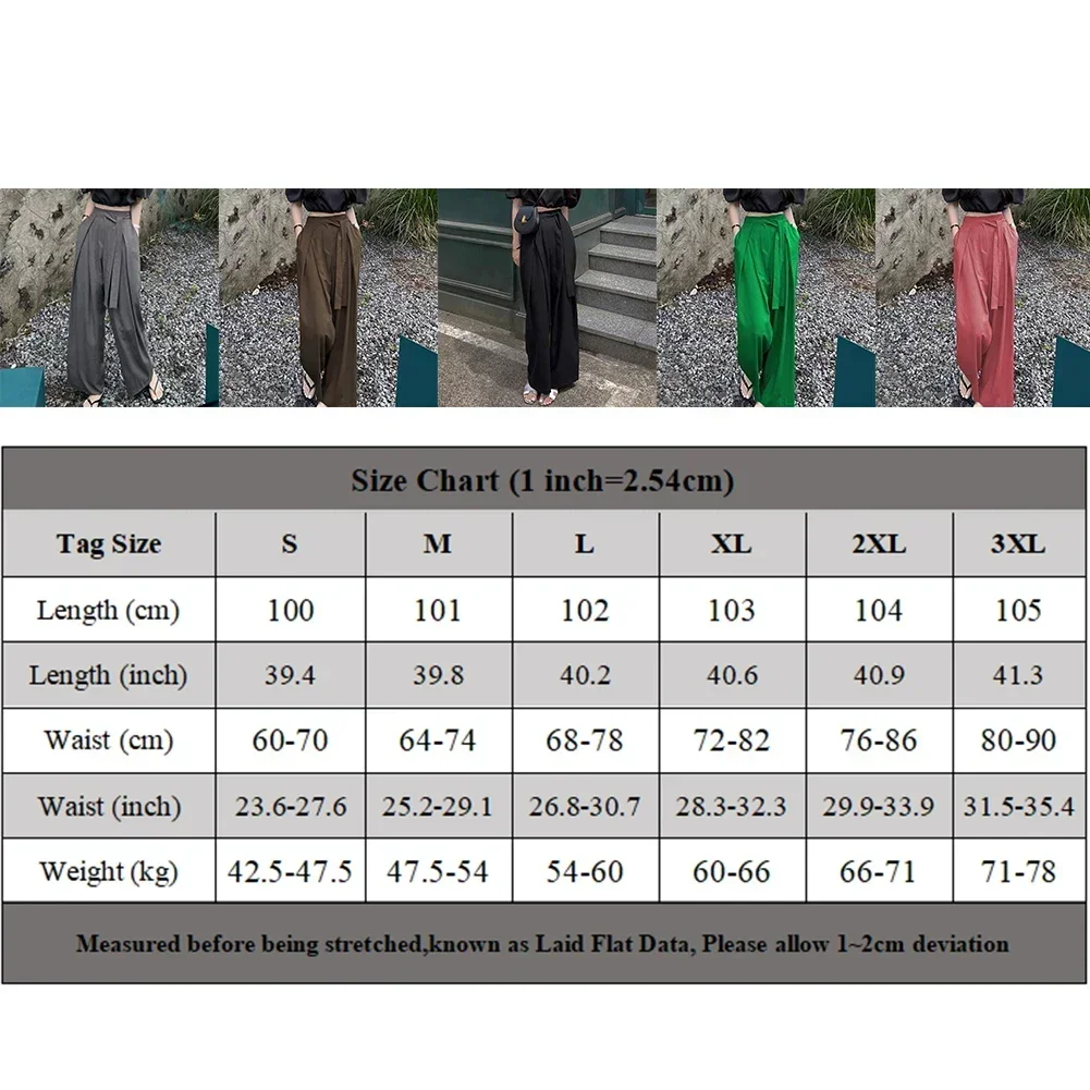 女性ハイウエストプリーツ非対称ストラップルーズモップパンツレディースファッションワイドレッグ長ズボン