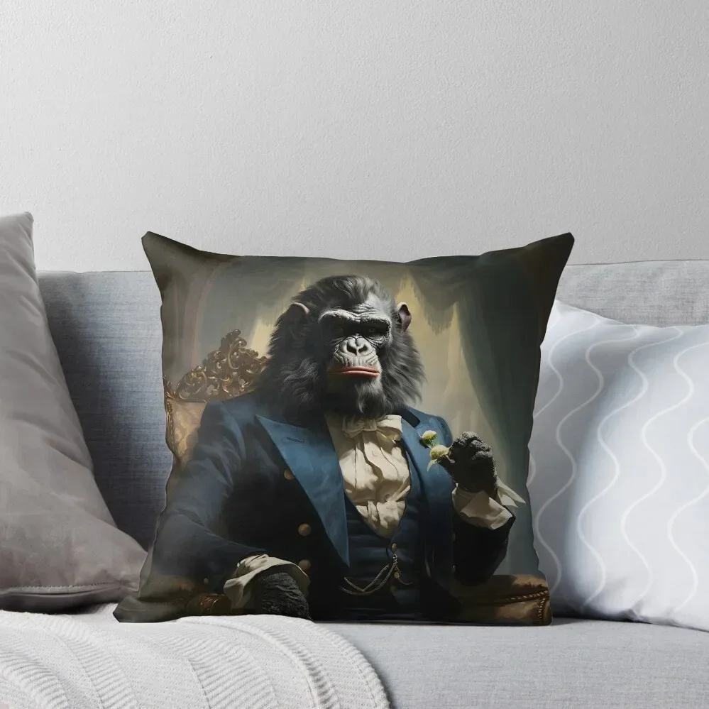 Dapper Gorilla Portrait Art Throw Pillow Throw Pillow Covers Pillowcases Cushion Covers Sofa Sofa Cushion pillow