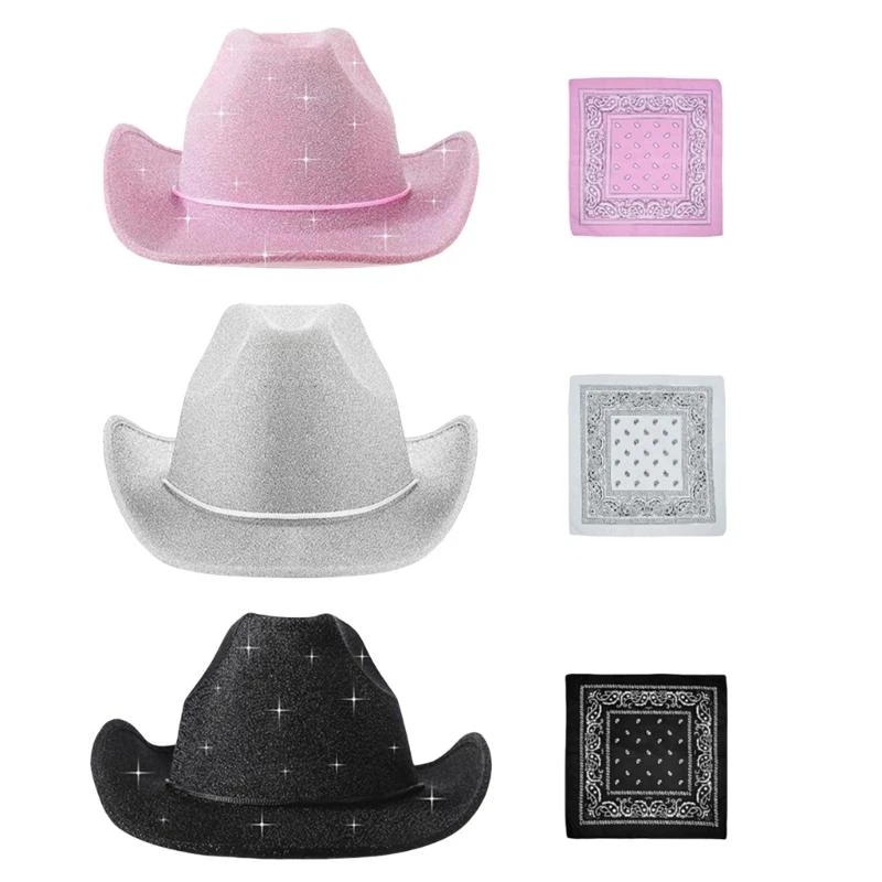 

Bridal Panama Hat Bandana Hairscarf for Women Bride Hat Sparkling Hairscarf Caps Bridal Accessories Y166