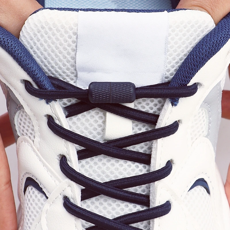 1Pair Round Elastic Laces No Tie Shoelaces Metal Capsule Buckle Shoelace Without Ties Sneakers Basketball Laces Shoe Accessories image 3