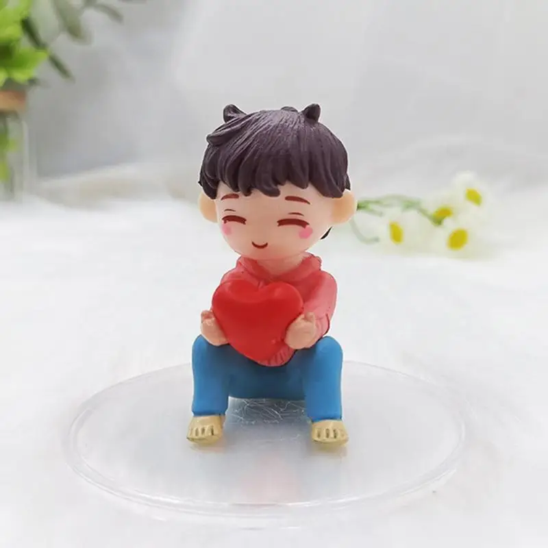 Cute Girl Boy Heart Couple Figurine Doll Garden Decor Ornament Kid Toy Miniature Landscape Ornaments People Statue Craft