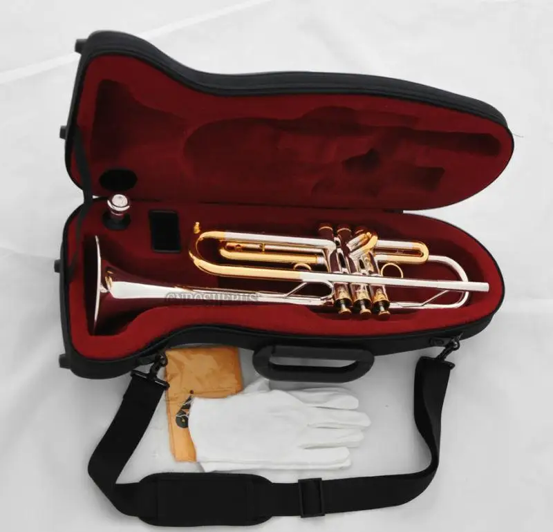 

Professional Silver Gold Bb Trumpet Horn Monel Valves With Hard Case