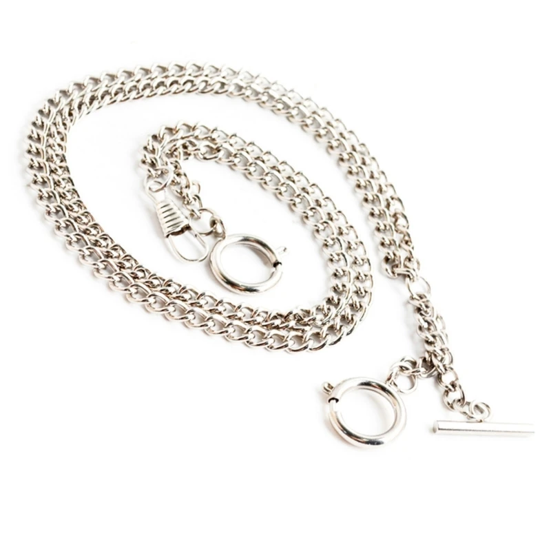 Classic Pocket Watch Double Albert Chain T-Bar Watch Chain Link Vintage Heavy Duty Pocket Chain Men Fashion Accessories