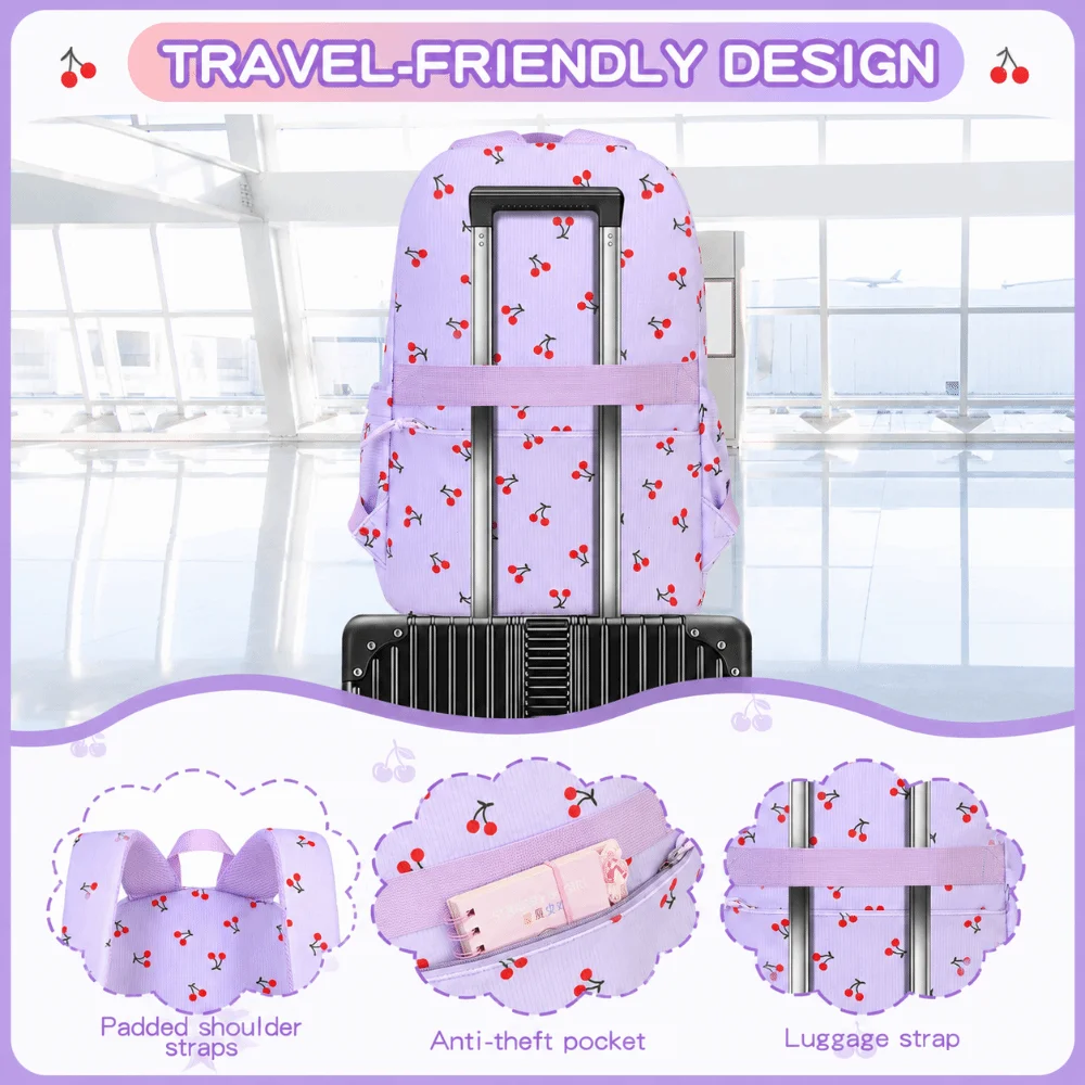 3PCS Cartoon Backpack,lunch Bag,Pencil Case Set Corduroy Material 4Colors Bow-knot Schoolbag Set Large Capacity Lightweight