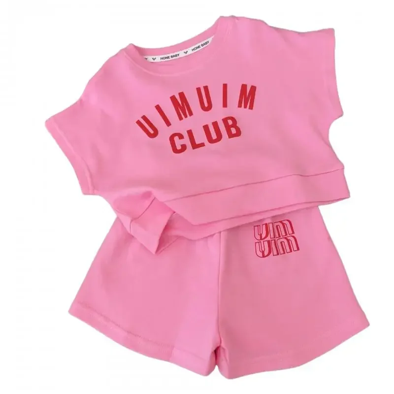 2024 Zomer Korea Stijl Mode Baby Meisje Kleding Sets Katoenen Letter Tops + Broek Pak 3 4 5 6 7 8 9 10 Jaar