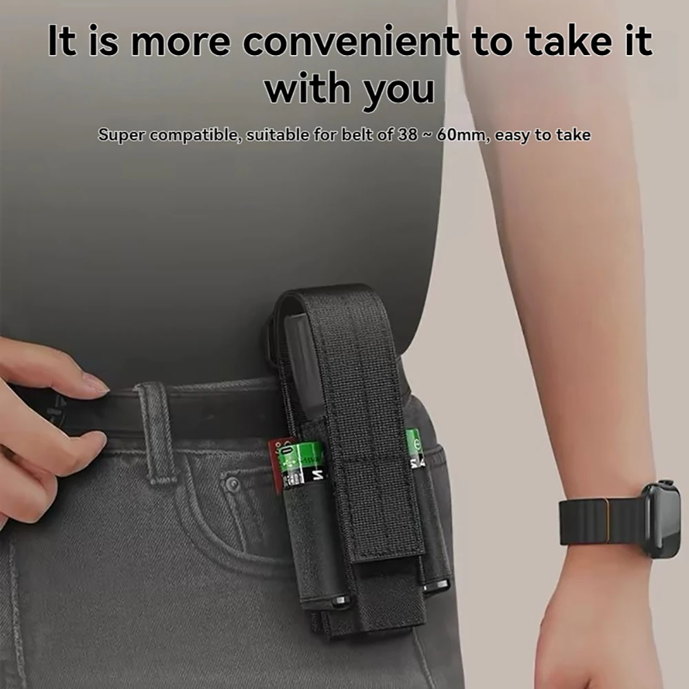 

Portable LED Torch Protective Cover Tool Bag with 2 Battery Position Flashlight Telescoping Rod for Hunting Camping Outdoor