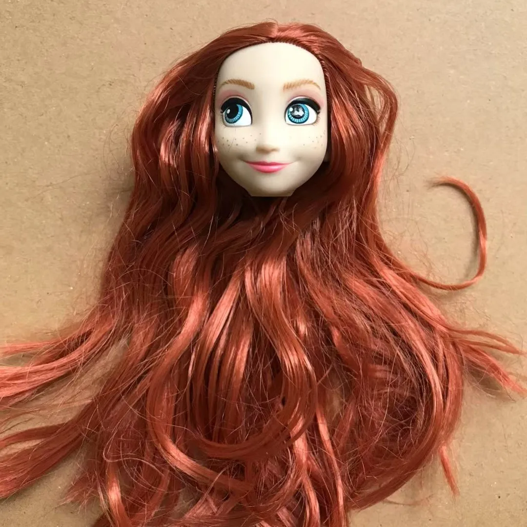 Głowy lalek dziewczynek Księżniczek Disneya 1/6 Elsa Anna Alicja Roszpunka Kolorowe włosy Kolekcja główek figurki lalek