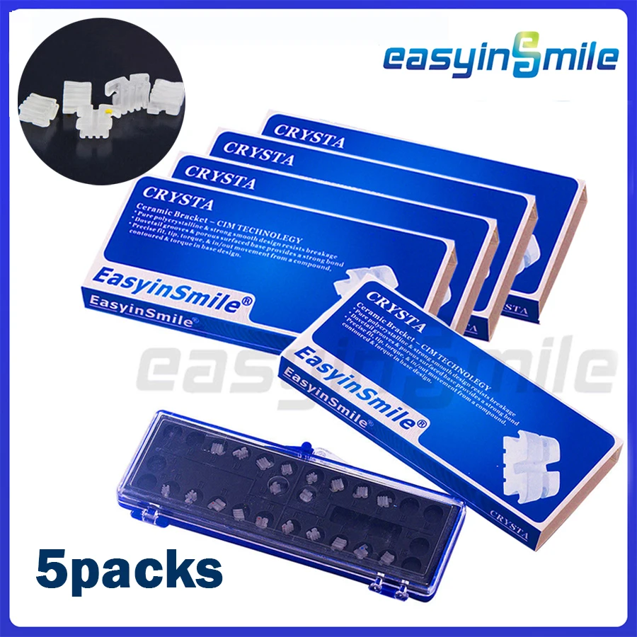 5packs EASYINSMILE dental material for MINI ortho ceramic brackets braces Roth/MBT 345 .022 High quality