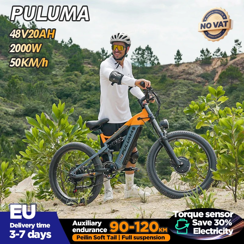 PULUMA PE86PRO E-Bike mit zwei Motoren, 2000W, 48V, 20Ah Lithium-Akku, Drehmomentsensor, 26-Zoll 3.0 Fat Tire, hydraulische Bremse, Erwachsenen-MTB, Elektrofahrrad