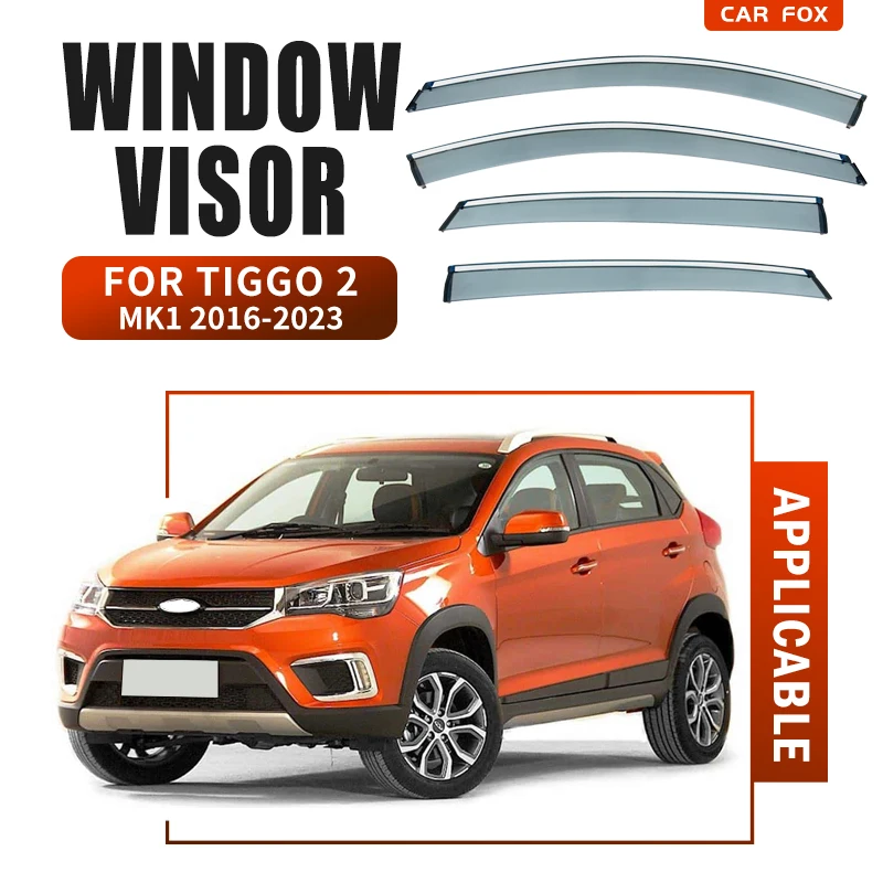 

For Chery Tiggo 2 MK1 2016-2023 Plastic Window Visor Vent Shades Sun Rain Deflector Guard 4PCS/SE Chery Tiggo 2 2023