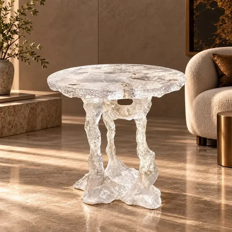 Compact Square Epoxy Resin Bar Table Translucent Illuminated Cocktail Table for Commercial Cafe Lounge Hotel Club