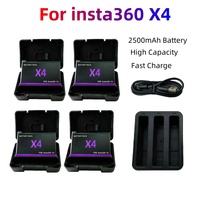 2500mAh X4 Rechargeable Batteries Fast Charge Hub Charger Accessories For Insta360 X4 Li-ion Battery