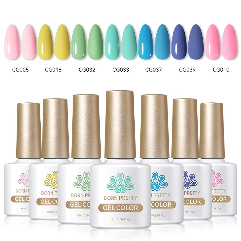 BORN PRETTY 7 pezzi Set di smalti gel per unghie Colore rosa viola Tutto per la decorazione Soak Off Gel UV Gel per pittura per manicure a lunga durata
