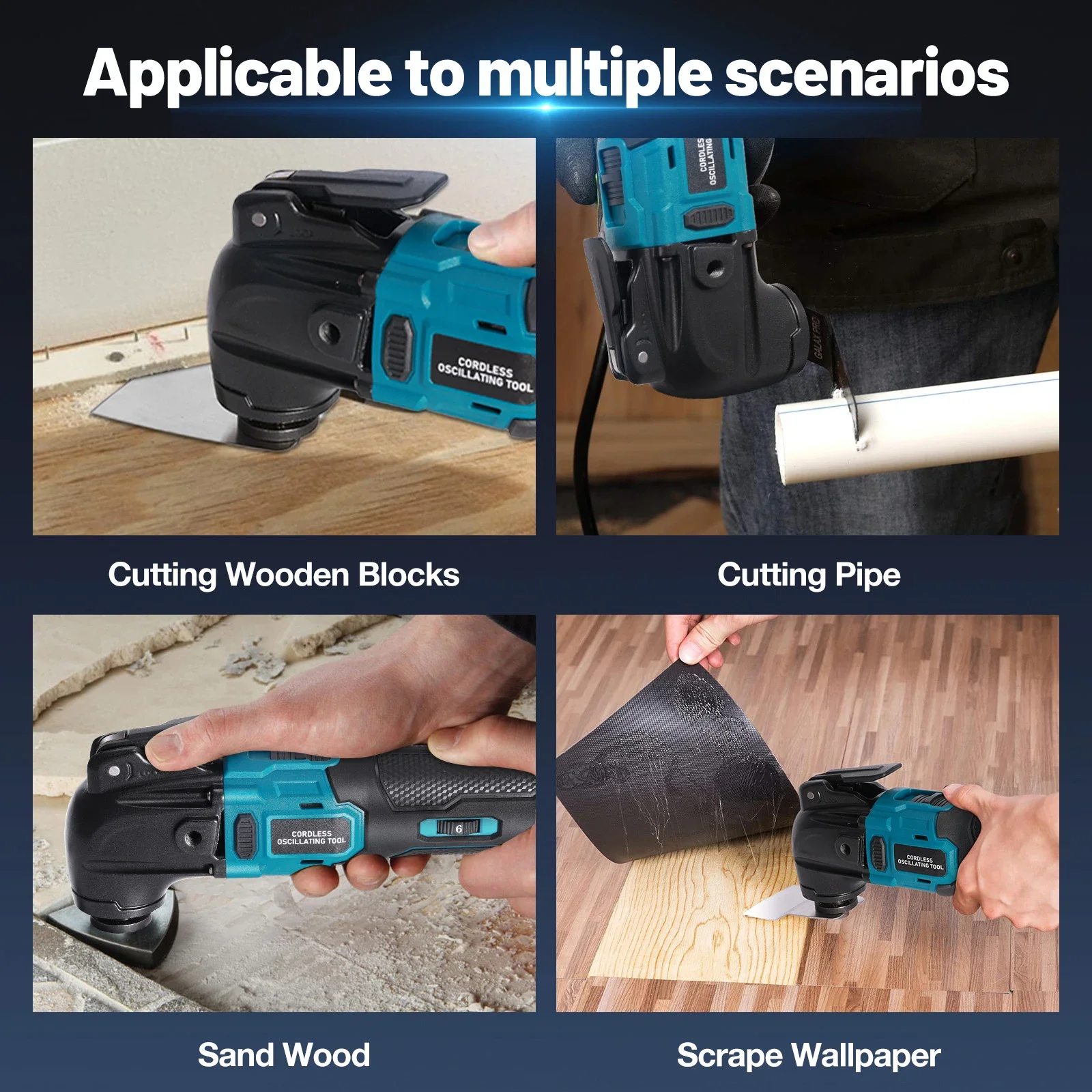 Electric Cordless Oscillator, Versatile Home Pruning Saw Multi-function Trimmer/Shovel/Cutting Saw Tools For 18V/21V Makita