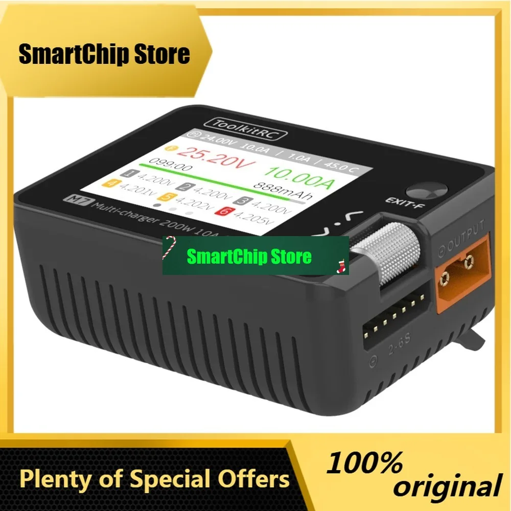 SmCpToolkitRC M7 200W 10A DC Balance 1-6S Lipo Battery Charger With Voltage Servo Checker ESC Tester Receiver IPS LCD Screen