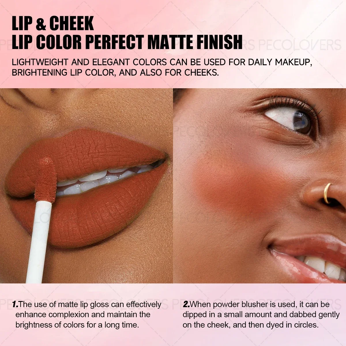 1PC Matte Velvet Lip Gloss, Elegant Gothic Matte Effect, Purple/black/dark Red, Non-sticky, Create A Halloween Makeup Look.